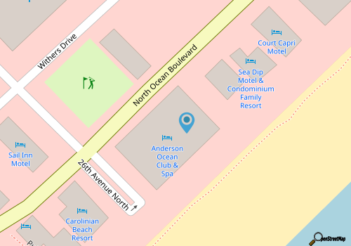 Relaxing Beachfront Studio – Walk to Lost Mine Mini Golf & Ocean Views map location