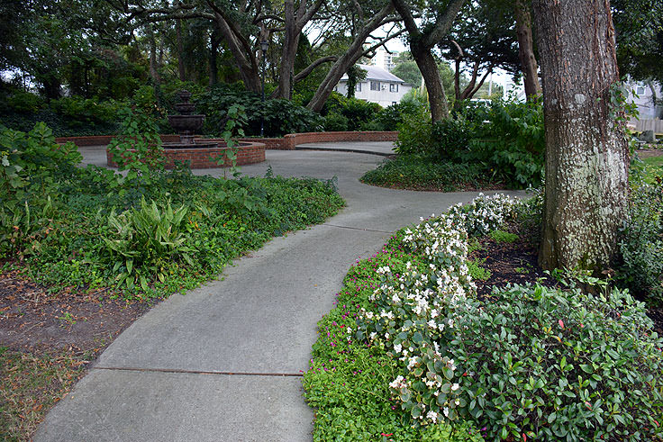 A walking/jogging path surrounds Mclean Park in Myrtle Beach, SC