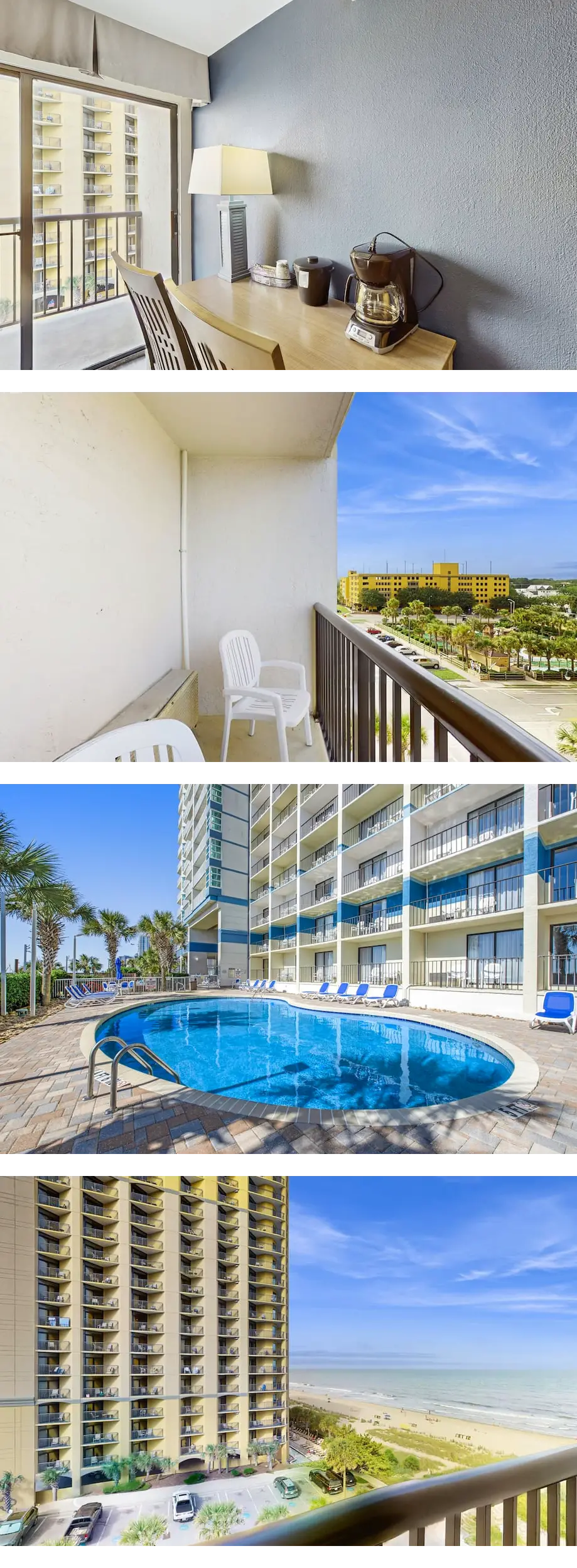 7th-floor studio with AC, pool, & hot tub